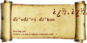Óvári Ákos névjegykártya